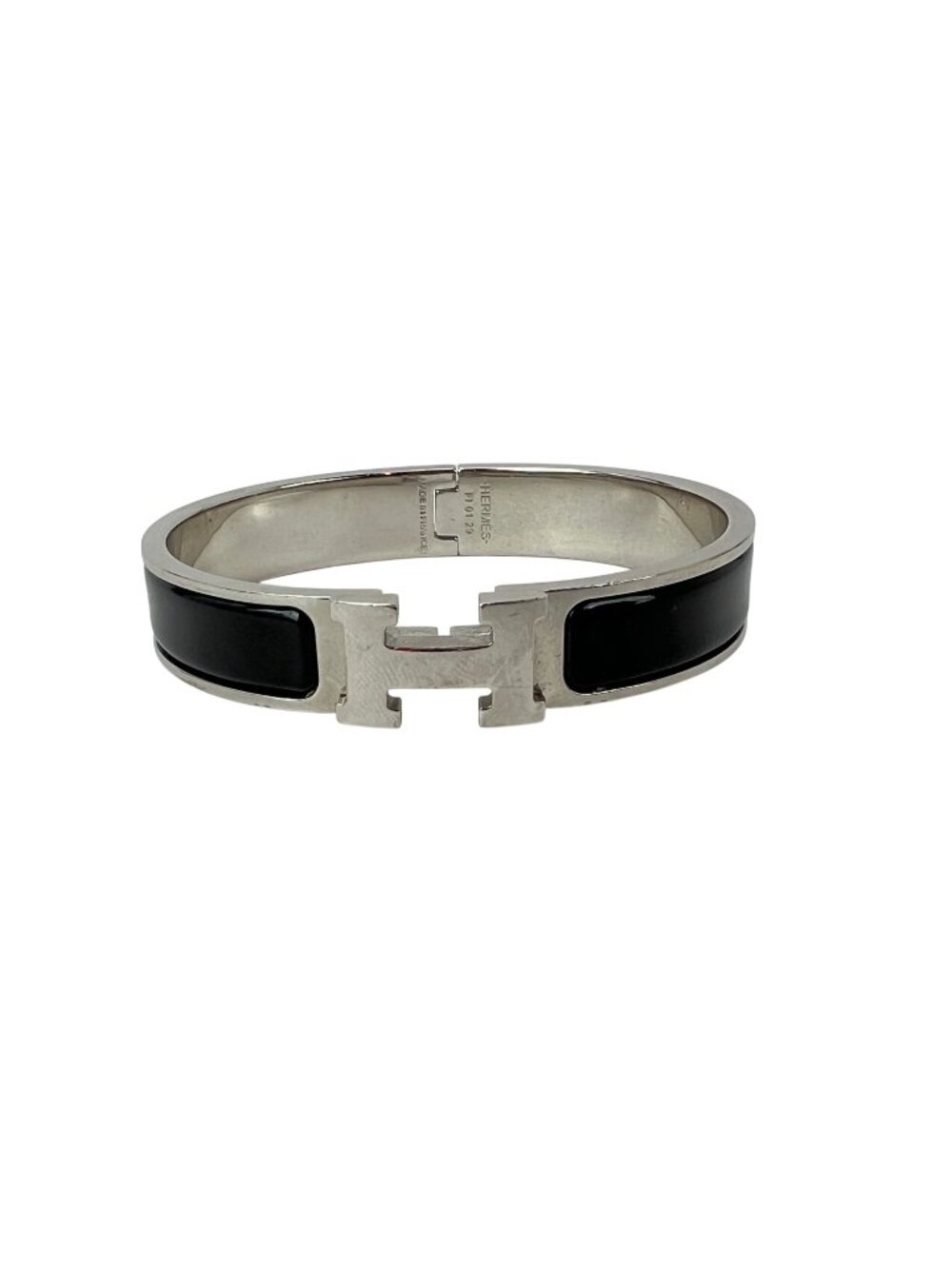 Hermes Clic H Bracelet Narrow Black Silver Finish